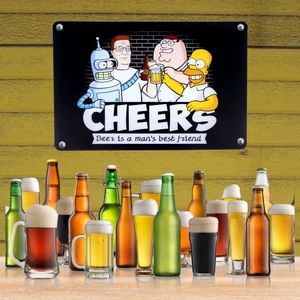 Homer Simpson, Peter Cheers Tin Metal Sign  Duff Beer Man Cave Vintage Ad Style